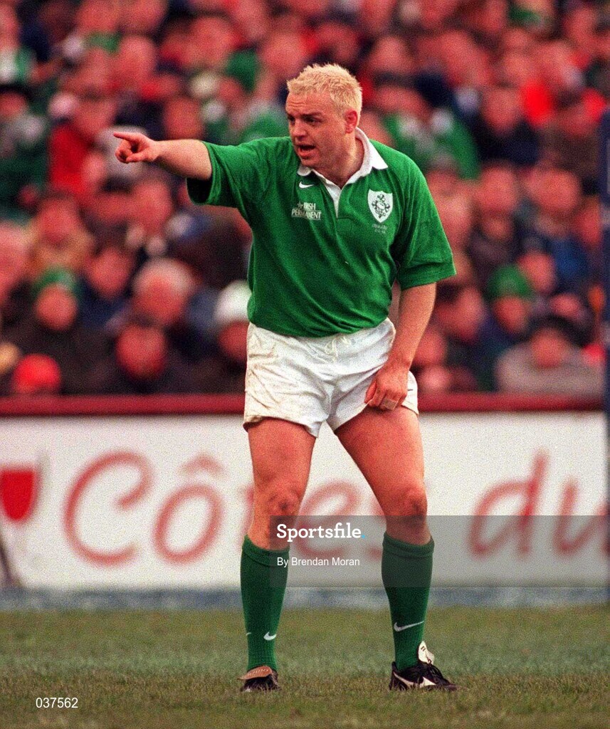 6 March 1999; Robert Henderson of  Ireland during the Five Nations Rugby Championship match between Ireland and England at Lansdowne Road in Dublin. Photo by Brendan Moran/Sportsfile