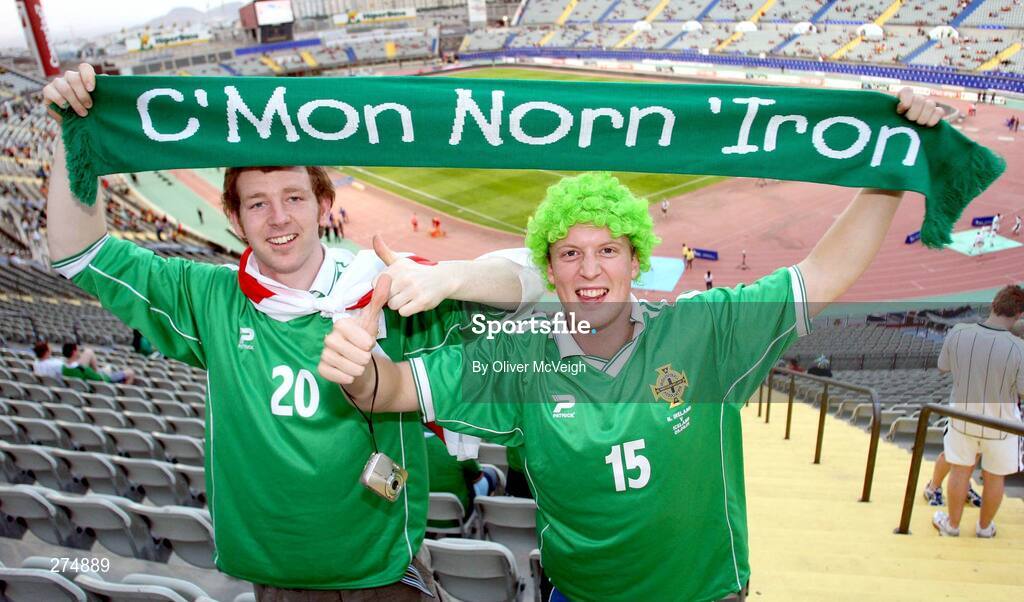 21 November 2007; Northern Ireland fans Stewart Gaffikan and Mark Scott ahead of the match. 2008 European Championship Qualifier, Spain v Northern Ireland, Estadio de Gran Canaria, Las Palmas, Spain. Picture credit; Oliver McVeigh / SPORTSFILE