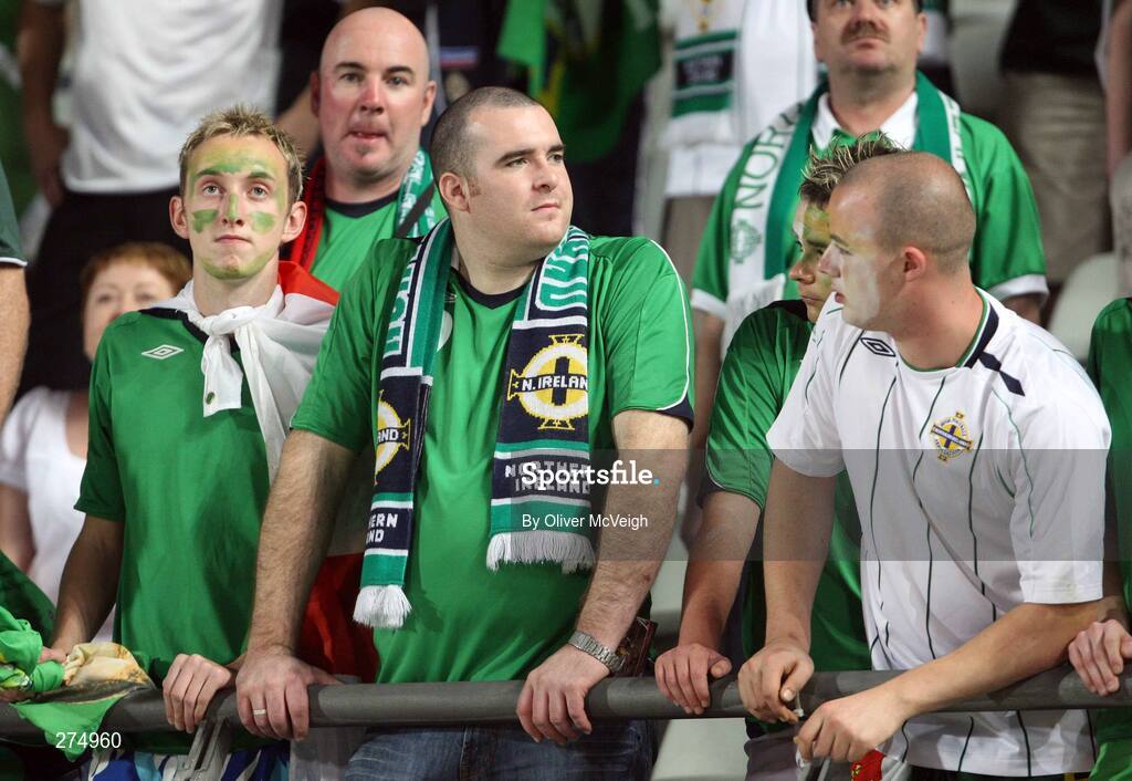 21 November 2007; Dejected Northern Ireland supporters after the game. 2008 European Championship Qualifier, Spain v Northern Ireland, Estadio de Gran Canaria, Las Palmas, Spain. Picture credit; Oliver McVeigh / SPORTSFILE