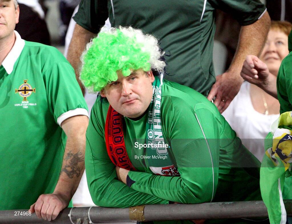 21 November 2007; A dejected Northern Ireland fans after the game. 2008 European Championship Qualifier, Spain v Northern Ireland, Estadio de Gran Canaria, Las Palmas, Spain. Picture credit; Oliver McVeigh / SPORTSFILE
