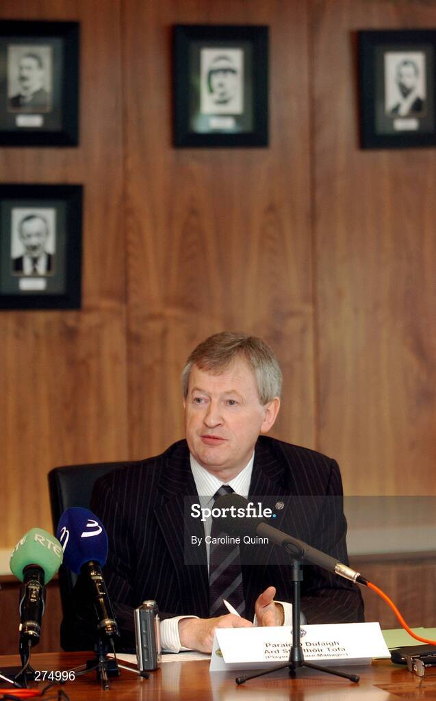 22 November 2007; Paraic Duffy speaking at a press conference when it was announced that he will succeed Liam Mulvihill as Director General (Ard Stiúrthóir) of the Association. Croke Park, Dublin. Picture credit; Caroline Quinn / SPORTSFILE