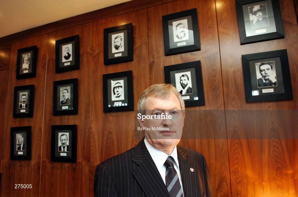 22 November 2007; Paraic Duffy relaxes under portraits of previous Director Generals after a press conference when it was announced that he will succeed Liam Mulvihill as Director General (Ard Stiúrthóir) of the Association. Croke Park, Dublin. Picture credit; Ray McManus / SPORTSFILE