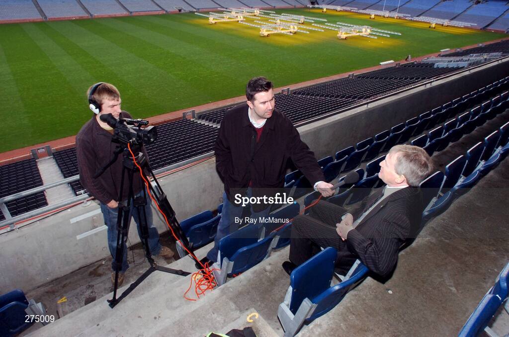22 November 2007; Paraic Duffy is interview by Paul Collins after a press conference where it was announced that he will succeed Liam Mulvihill as Director General (Ard Stiúrthóir) of the Association. Croke Park, Dublin. Picture credit; Ray McManus / SPORTSFILE