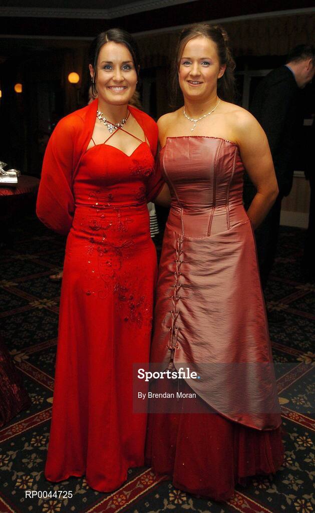 17 November 2007; Tyrone footballers Eilis Gormley, left, and Gemma Begley at the 2007 O'Neills/TG4 Ladies Gaelic Football All-Star Awards. Citywest Hotel, Conference, Leisure & Golf Resort, Saggart, Co. Dublin. Picture credit: Brendan Moran / SPORTSFILE  *** Local Caption ***