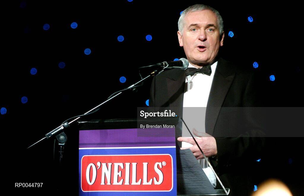 17 November 2007; An Taoiseach Bertie Ahern, TD, speaking at the 2007 O'Neills/TG4 Ladies Gaelic Football All-Star Awards.  Citywest Hotel, Conference, Leisure & Golf Resort, Saggart, Co Dublin. Picture credit: Brendan Moran / SPORTSFILE  *** Local Caption ***