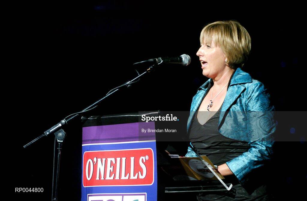 17 November 2007; Geraldine Giles, President, Cumann Paul na mBan, speaking at the 2007 O'Neills/TG4 Ladies Football All-Star Awards. Citywest Hotel, Conference, Leisure & Golf Resort, Saggart, Co Dublin. Picture credit: Brendan Moran / SPORTSFILE  *** Local Caption ***