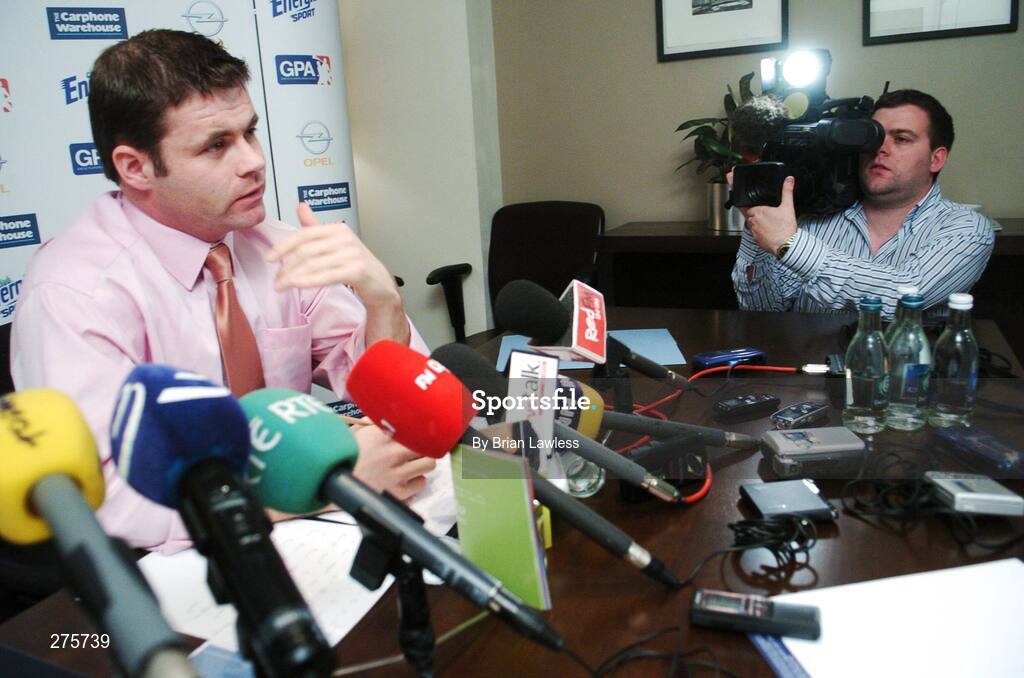 29 November 2007; Dessie Farrell, GPA Chief Executive, at a press conference to announce the agreement between the Minister for Arts, Sport and Tourism and the Irish Sports Council, GAA and GPA to recognise the contribution of Senior Inter-County Players and additional costs associated with enhancing team performance. The decision taken by the Minister for Arts, Sport and Tourism, Mr Seamus Brennan TD is to provide the sum of 3.5m euro to fund an Annual Team Performance Scheme and an Annual Support Scheme for inter-county GAA players. Jury's Croke Park Hotel, Jones's Road, Dublin. Picture credit; Brian Lawless / SPORTSFILE
