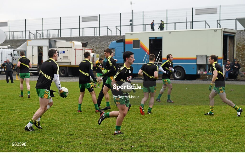 14 February 2015; Substitute Conor Langan, Corofin, during the warmup on the back pitch. AIB GAA Football All-Ireland Senior Club Championship, Semi-Final, Corofin v St Vincent's. O'Connor Park, Tullamore, Co. Offaly. Picture credit: Ray McManus / SPORTSFILE