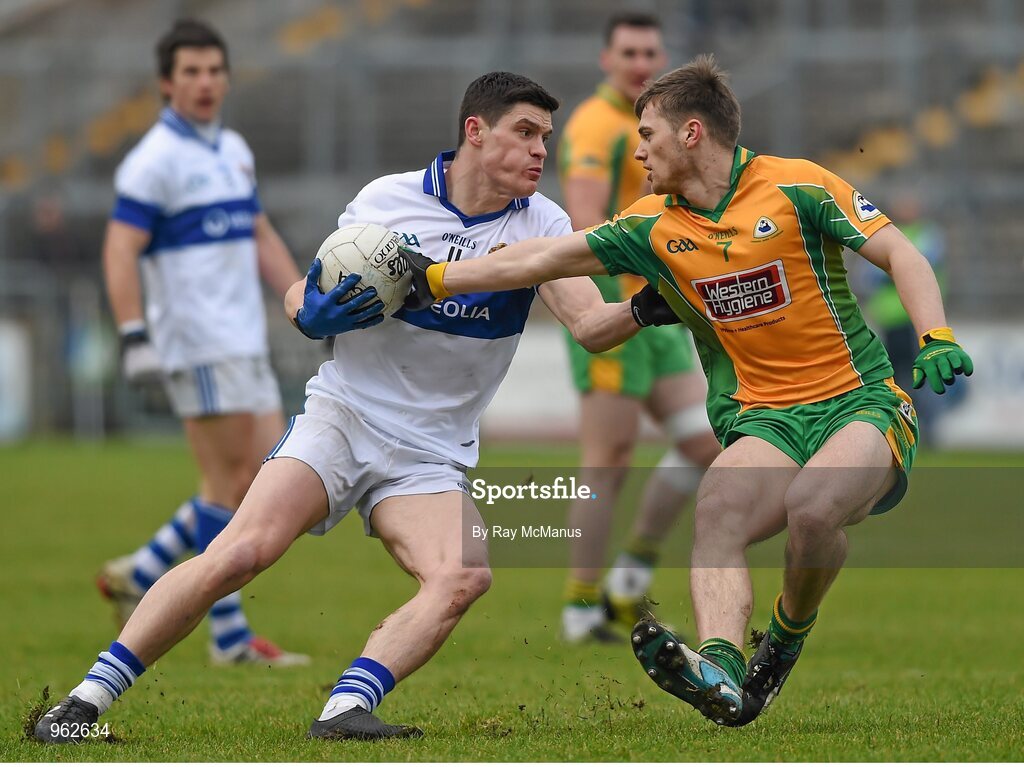 14 February 2015; Diarmuid Connelly,St Vincent's, in action against Liam Silke, Corofin. AIB GAA Football All-Ireland Senior Club Championship, Semi-Final, Corofin v St Vincent's. O'Connor Park, Tullamore, Co. Offaly. Picture credit: Ray McManus / SPORTSFILE
