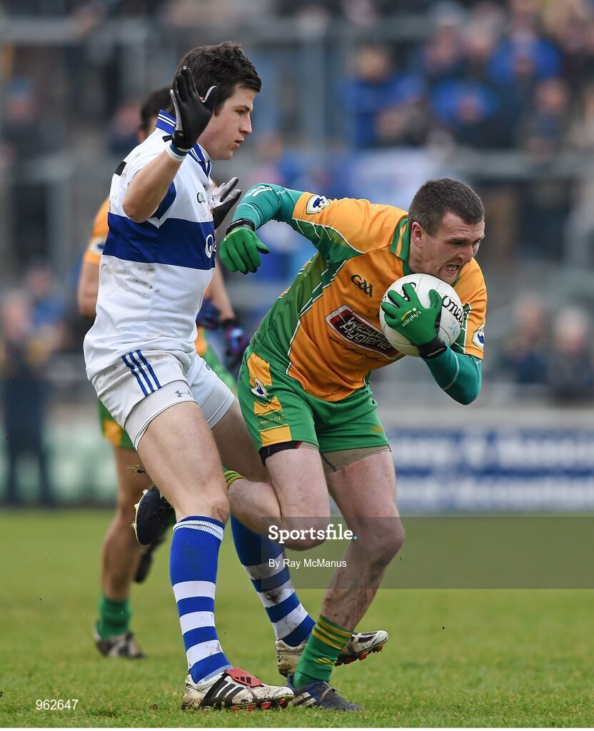 14 February 2015; Gary Delaney, Corofin, in action against Brendan Egan, St Vincent's. AIB GAA Football All-Ireland Senior Club Championship, Semi-Final, Corofin v St Vincent's. O'Connor Park, Tullamore, Co. Offaly. Picture credit: Ray McManus / SPORTSFILE