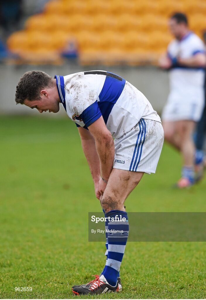 14 February 2015; Cameron Diamond, St Vincent's, dejected after the game.  St AIB GAA Football All-Ireland Senior Club Championship, Semi-Final, Corofin v St Vincent's. O'Connor Park, Tullamore, Co. Offaly. Picture credit: Ray McManus / SPORTSFILE