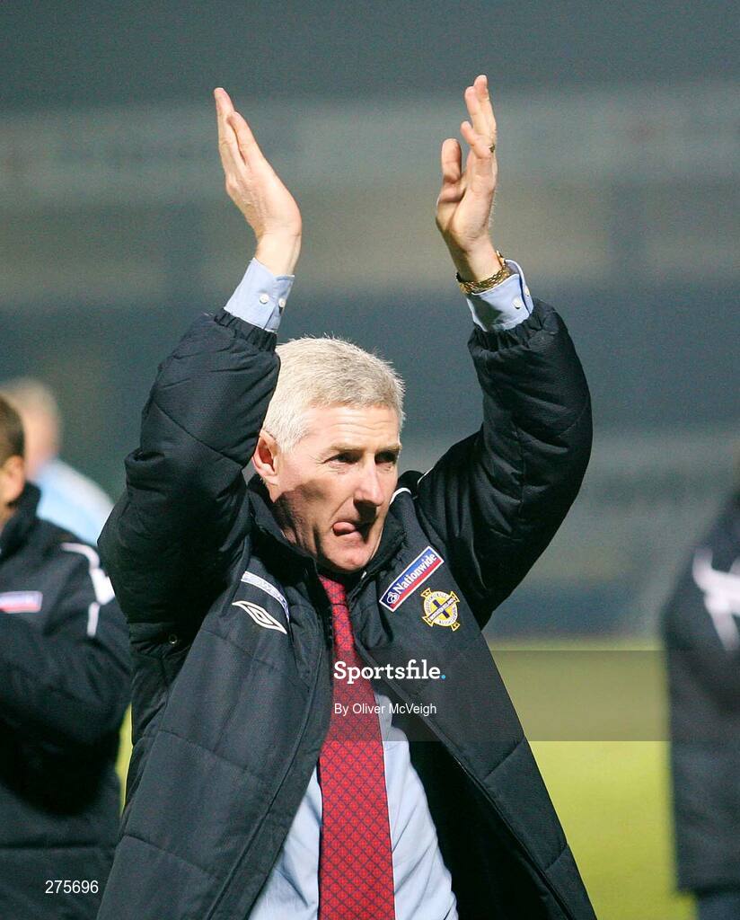 17 November 2007; Northern Ireland manager Nigel Worthington applauds the home supporters after the game. 2008 European Championship Qualifier, Northern Ireland v Denmark, Windsor Park, Belfast, Co. Antrim. Picture credit; Oliver McVeigh / SPORTSFILE