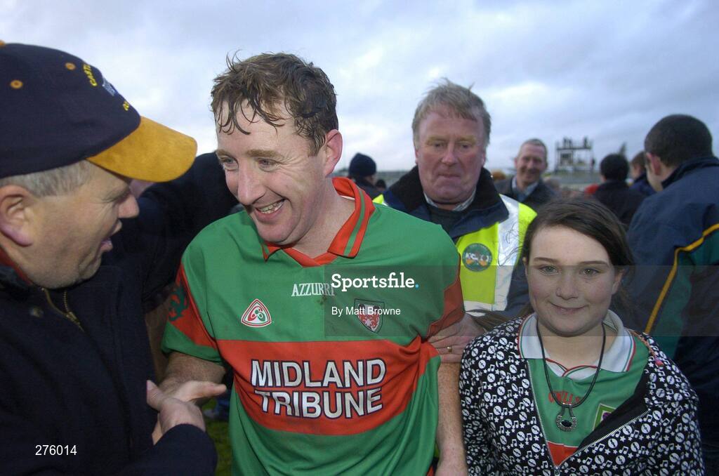 2 December 2007; Birr captain Brian Whelahan is congratulated by fans after the game. AIB Leinster Club Hurling Championship Final, Loughmore-Castleiney, Birr, Offaly, v Ballyboden St Enda's, Dublin, O'Connor Park, Tullamore, Co. Offaly. Picture credit; Matt Browne / SPORTSFILE