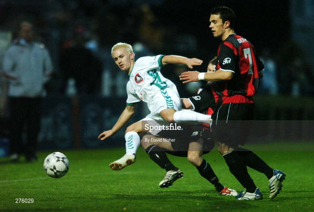2 December 2007; Liam Kearney, Cork City, in action against Pat Sullivan, and Jamie Duffy, Longford Town. FAI Ford Cup Final, Cork City v Longford Town, RDS, Ballsbridge, Dublin. Picture credit; David Maher / SPORTSFILE