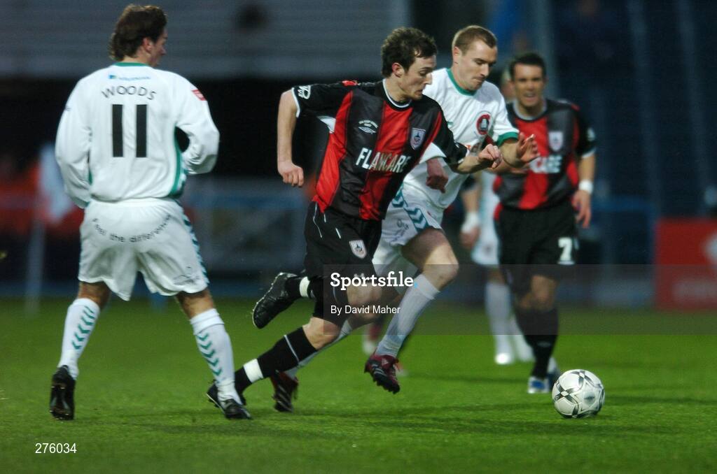 2 December 2007; Dave Mooney, Longford Town, in action against Colin Healy, right, and Billy Woods, Cork City. FAI Ford Cup Final, Cork City v Longford Town, RDS, Ballsbridge, Dublin. Picture credit; David Maher / SPORTSFILE