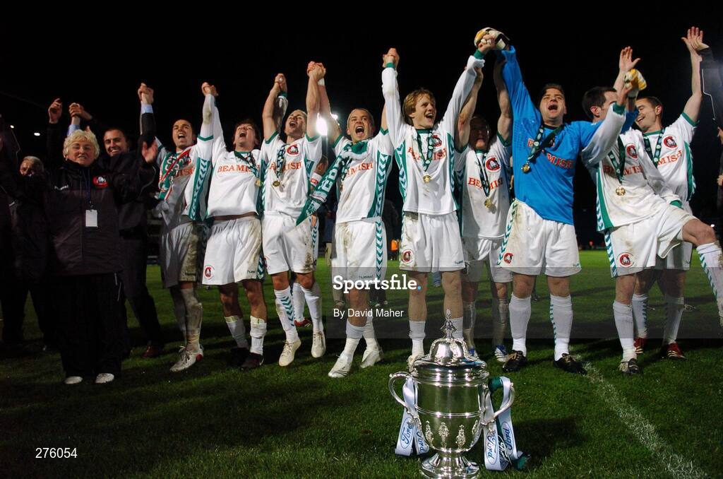 2 December 2007; Cork City players celebrate at the end of the game. FAI Ford Cup Final, Cork City v Longford Town, RDS, Ballsbridge, Dublin. Picture credit; David Maher / SPORTSFILE