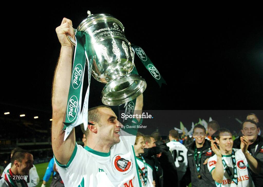 2 December 2007; Cork City captain Dan Murray, celebrates at the end of the game. FAI Ford Cup Final, Cork City v Longford Town, RDS, Ballsbridge, Dublin. Picture credit; David Maher / SPORTSFILE