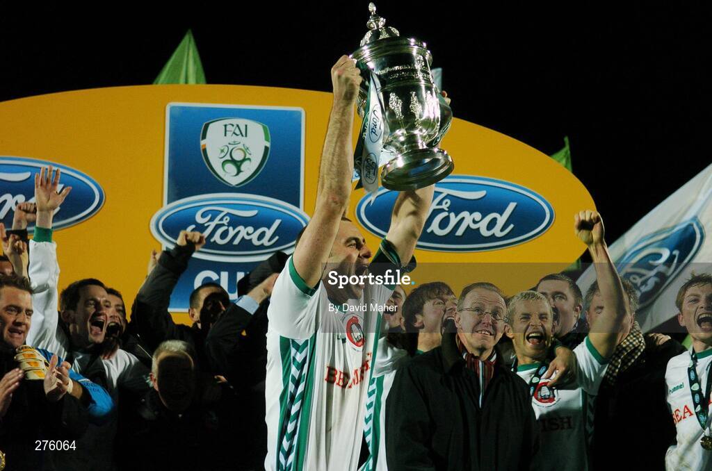 2 December 2007; Cork City captain Dan Murray celebrates at the end of the game. FAI Ford Cup Final, Cork City v Longford Town, RDS, Ballsbridge, Dublin. Picture credit; David Maher / SPORTSFILE