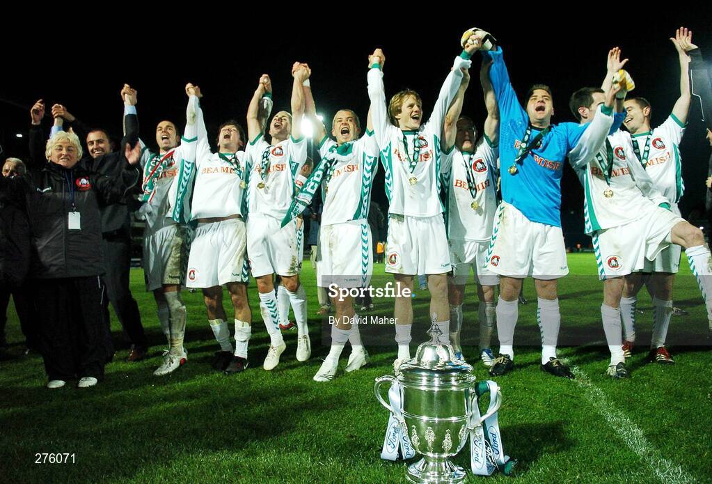2 December 2007; Cork City players celebrate at the end of the game. FAI Ford Cup Final, Cork City v Longford Town, RDS, Ballsbridge, Dublin. Picture credit; David Maher / SPORTSFILE