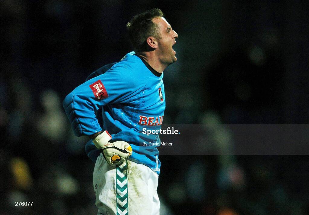 2 December 2007; Cork City goalkeeper Michael Devine celebrates at the end of the game. FAI Ford Cup Final, Cork City v Longford Town, RDS, Ballsbridge, Dublin. Picture credit; David Maher / SPORTSFILE