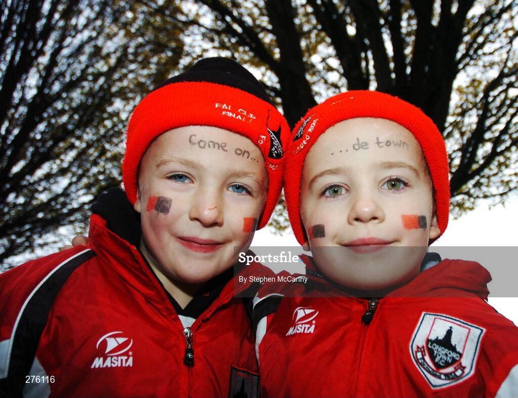 2 December 2007; Twins Adam, left, and Daniel Penrose, aged 6, from Longford Town ahead of the game. FAI Ford Cup Final, Cork City v Longford Town, RDS, Ballsbridge, Dublin. Picture credit; Stephen McCarthy / SPORTSFILE