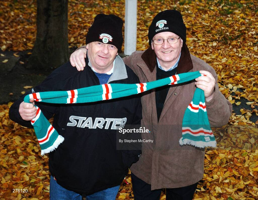 2 December 2007; Cork City supporters Bertie Stark, left, and Billy O'Sullivan ahead of the game. FAI Ford Cup Final, Cork City v Longford Town, RDS, Ballsbridge, Dublin. Picture credit; Stephen McCarthy / SPORTSFILE
