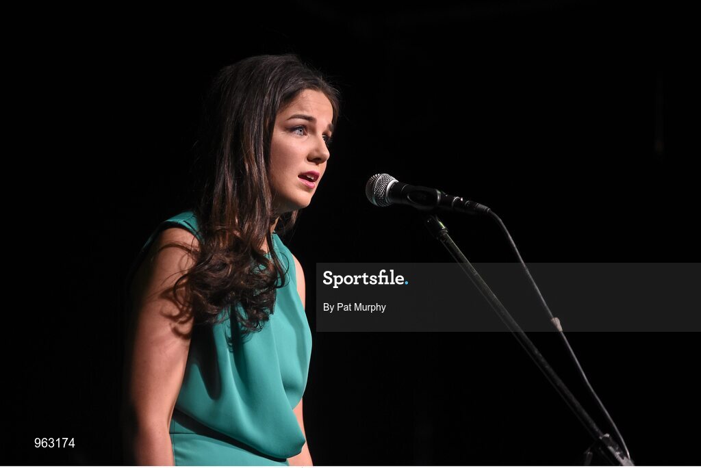 14 February 2015; Moya Strain, Cuchulainn’s, Mullaghbawn, Co. Armagh, competing in the Solo Singing competition during the All-Ireland Scór na nÓg Championship Finals 2015. Citywest Hotel, Saggart, Co. Dublin. Picture credit: Pat Murphy / SPORTSFILE