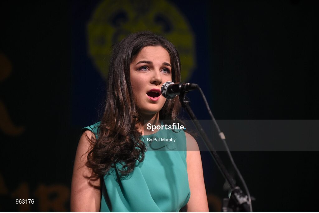 14 February 2015; Moya Strain, Cuchulainn’s, Mullaghbawn, Co. Armagh, competing in the Solo Singing competition during the All-Ireland Scór na nÓg Championship Finals 2015. Citywest Hotel, Saggart, Co. Dublin. Picture credit: Pat Murphy / SPORTSFILE