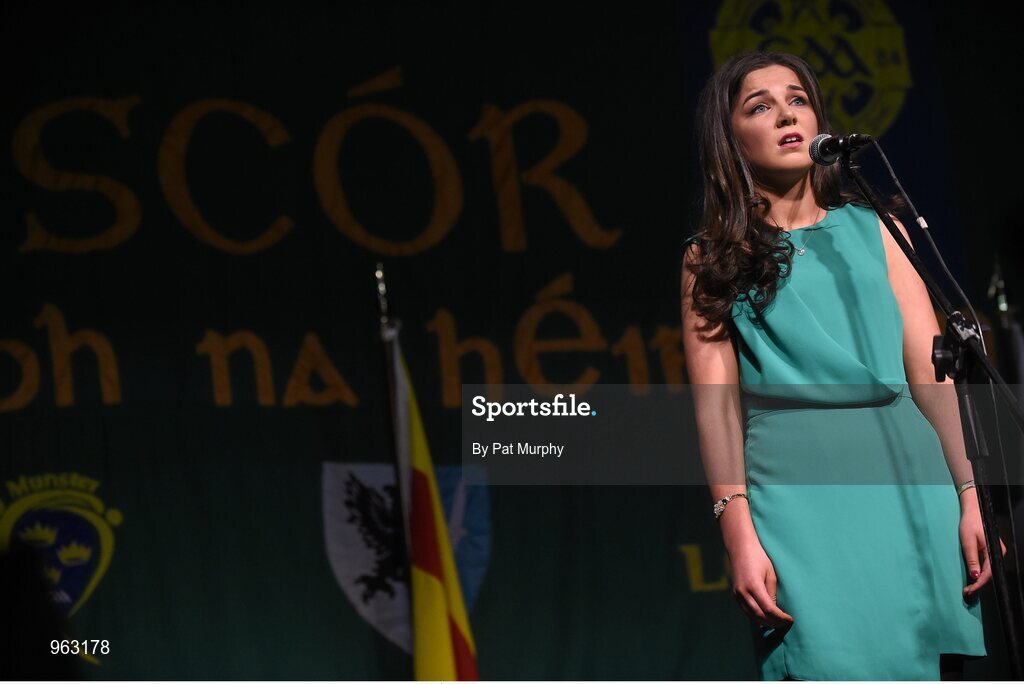 14 February 2015; Moya Strain, Cuchulainn’s, Mullaghbawn, Co. Armagh, competing in the Solo Singing competition during the All-Ireland Scór na nÓg Championship Finals 2015. Citywest Hotel, Saggart, Co. Dublin. Picture credit: Pat Murphy / SPORTSFILE