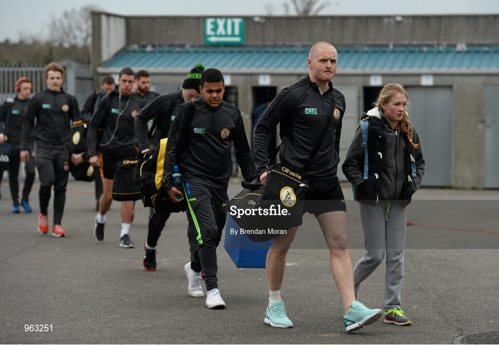15 February 2015; The Austin Stacks team arrive ahead of the game. AIB GAA Football All-Ireland Senior Club Championship, Semi-Final, Austin Stacks v Slaughtneil, O'Moore Park, Portlaoise, Co. Laois. Picture credit: Brendan Moran / SPORTSFILE