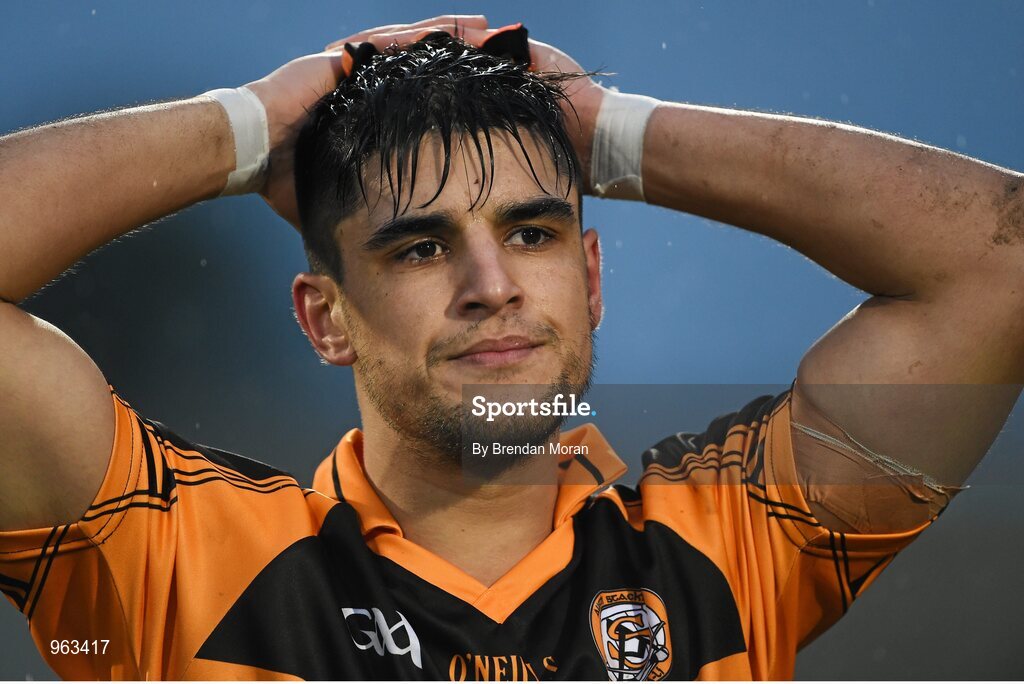 15 February 2015; A dejected Wayne Guthrie, Austin Stacks, after the final whistle. AIB GAA Football All-Ireland Senior Club Championship, Semi-Final, Austin Stacks v Slaughtneil, O'Moore Park, Portlaoise, Co. Laois. Picture credit: Brendan Moran / SPORTSFILE
