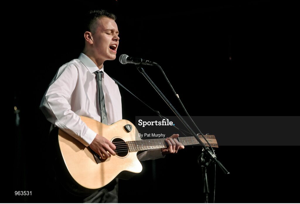 14 February 2015; Nathan Brady, Colmcille’s, Co. Longford, competing in the Solo Singing competition during the All-Ireland Scór na nÓg Championship Finals 2015. Citywest Hotel, Saggart, Co. Dublin. Picture credit: Pat Murphy / SPORTSFILE