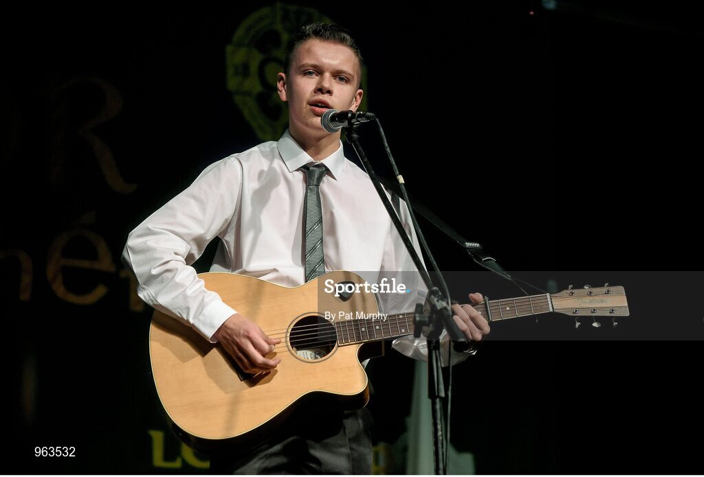 14 February 2015; Nathan Brady, Colmcille’s, Co. Longford, competing in the Solo Singing competition during the All-Ireland Scór na nÓg Championship Finals 2015. Citywest Hotel, Saggart, Co. Dublin. Picture credit: Pat Murphy / SPORTSFILE