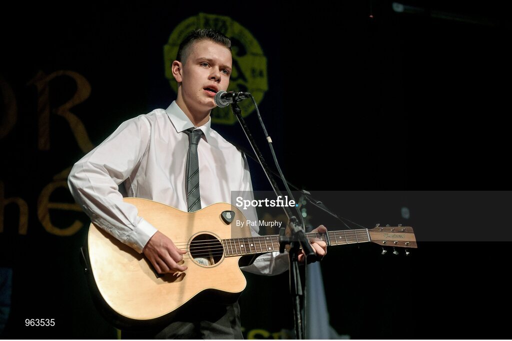 14 February 2015; Nathan Brady, Colmcille’s, Co. Longford, competing in the Solo Singing competition during the All-Ireland Scór na nÓg Championship Finals 2015. Citywest Hotel, Saggart, Co. Dublin. Picture credit: Pat Murphy / SPORTSFILE