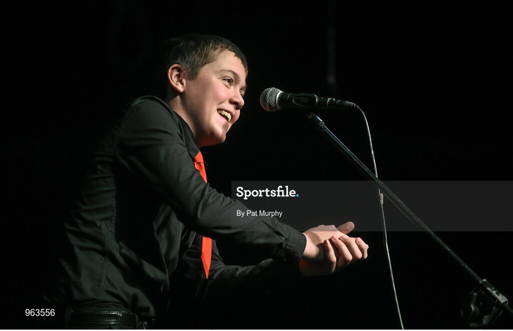 14 February 2015; Ciarán Byrne, J.K. Bracken, Co. Tipperary, competing in the Story Telling competition during the All-Ireland Scór na nÓg Championship Finals 2015. Citywest Hotel, Saggart, Co. Dublin. Picture credit: Pat Murphy / SPORTSFILE