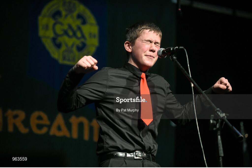 14 February 2015; Ciarán Byrne, J.K. Bracken, Co. Tipperary, competing in the Story Telling competition during the All-Ireland Scór na nÓg Championship Finals 2015. Citywest Hotel, Saggart, Co. Dublin. Picture credit: Pat Murphy / SPORTSFILE