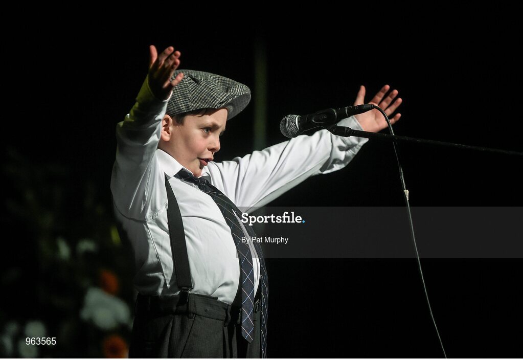 14 February 2015; Patrick Mullooly, St. Dominic’s, Co. Roscommon, competing in the Story Telling competition during the All-Ireland Scór na nÓg Championship Finals 2015. Citywest Hotel, Saggart, Co. Dublin. Picture credit: Pat Murphy / SPORTSFILE