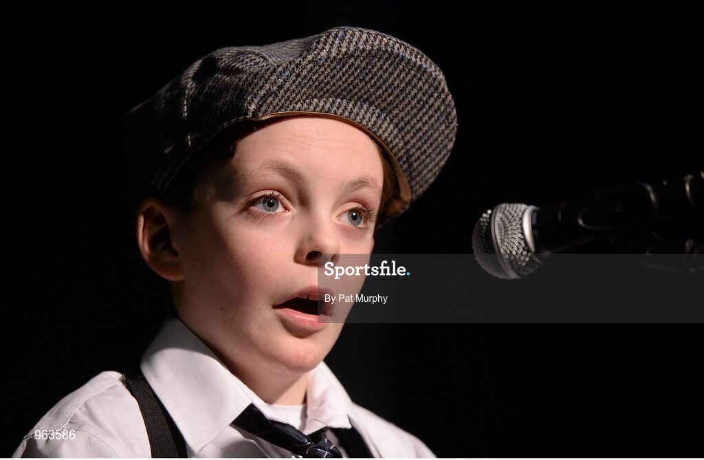 14 February 2015; Patrick Mullooly, St. Dominic’s, Co. Roscommon, competing in the Story Telling competition during the All-Ireland Scór na nÓg Championship Finals 2015. Citywest Hotel, Saggart, Co. Dublin. Picture credit: Pat Murphy / SPORTSFILE