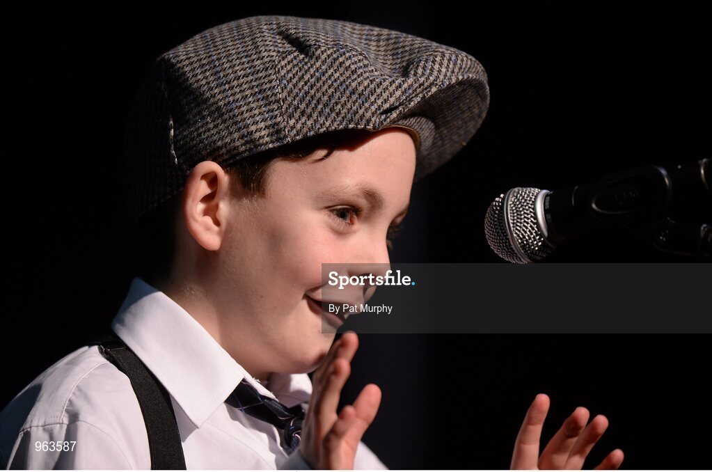 14 February 2015; Patrick Mullooly, St. Dominic’s, Co. Roscommon, competing in the Story Telling competition during the All-Ireland Scór na nÓg Championship Finals 2015. Citywest Hotel, Saggart, Co. Dublin. Picture credit: Pat Murphy / SPORTSFILE