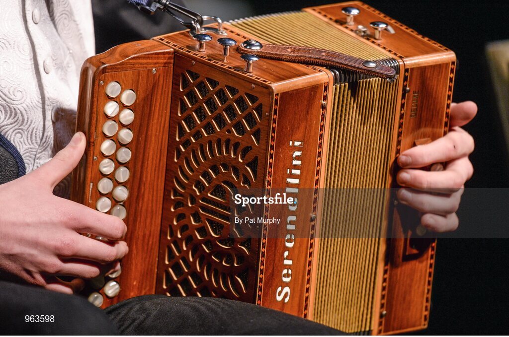 14 February 2015; The Na Fianna, Co. Offaly, team of Finnian Carton, Muireann Carton, Cathal Brady, Karen Brady and Rachael Dunne competing in the Instrumental Music competition during the All-Ireland Scór na nÓg Championship Finals 2015. Citywest Hotel, Saggart, Co. Dublin. Picture credit: Pat Murphy / SPORTSFILE