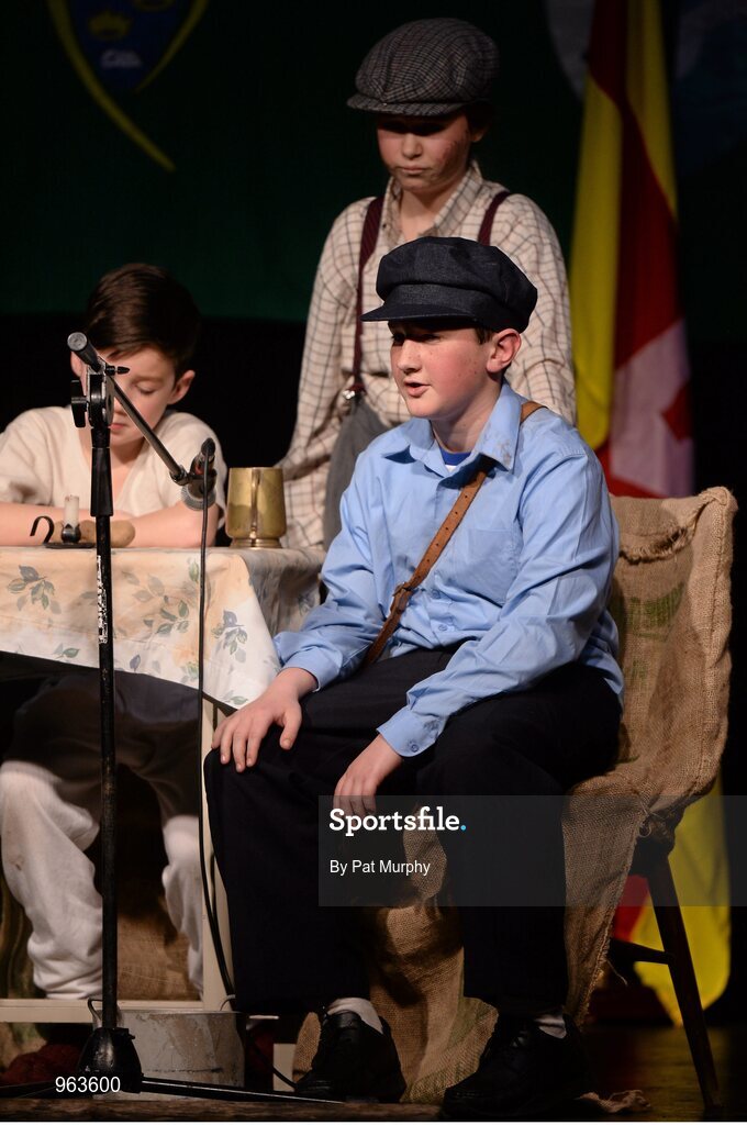 14 February 2015; The Skellig Rangers, Co. Kerry, team of Olivia Ni She, Stiofan O Ceithin, Ardan O Concubhair, Riona Ni Mhorain, Keith O Braonain, Charlotte Hume, Fionan O hEosa and Gabhan O Riordain, competing in the Leiriu competition during the All-Ireland Scór na nÓg Championship Finals 2015. Citywest Hotel, Saggart, Co. Dublin. Picture credit: Pat Murphy / SPORTSFILE