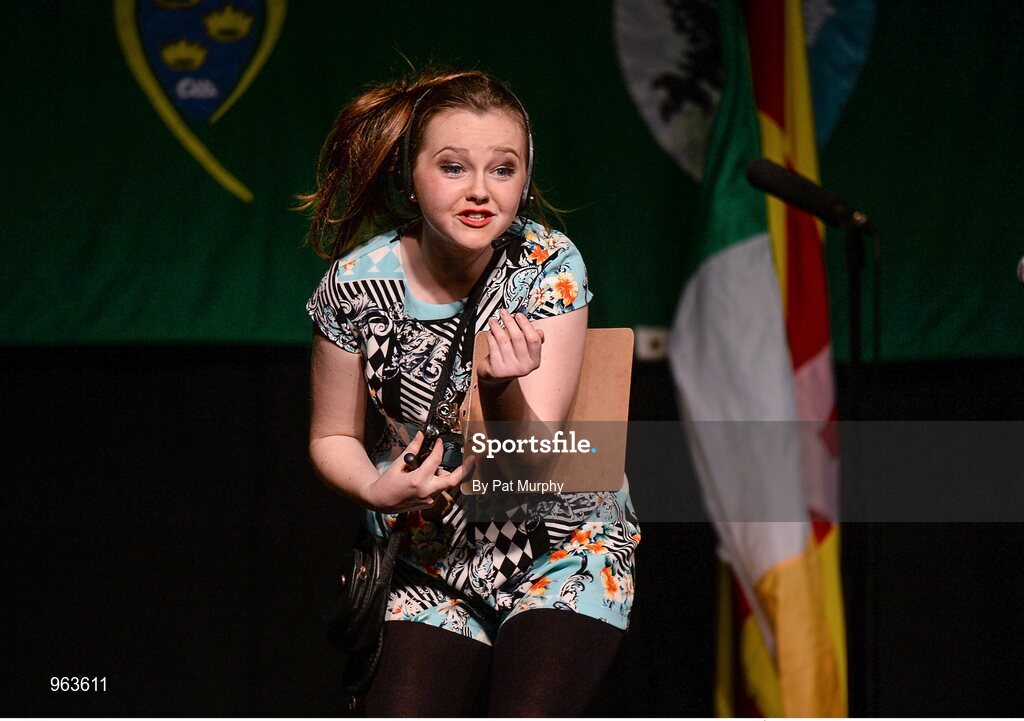 14 February 2015; The St. Dominic’s, Co. Roscommon, team of Cormac Miley, Ethan Conaughton, Michael feeley, Cian Dervin, Sean Kenny, Roisin Roddy, Keith Doyle and Conor Walsh, competing in the Leiriu competition during the All-Ireland Scór na nÓg Championship Finals 2015. Citywest Hotel, Saggart, Co. Dublin. Picture credit: Pat Murphy / SPORTSFILE