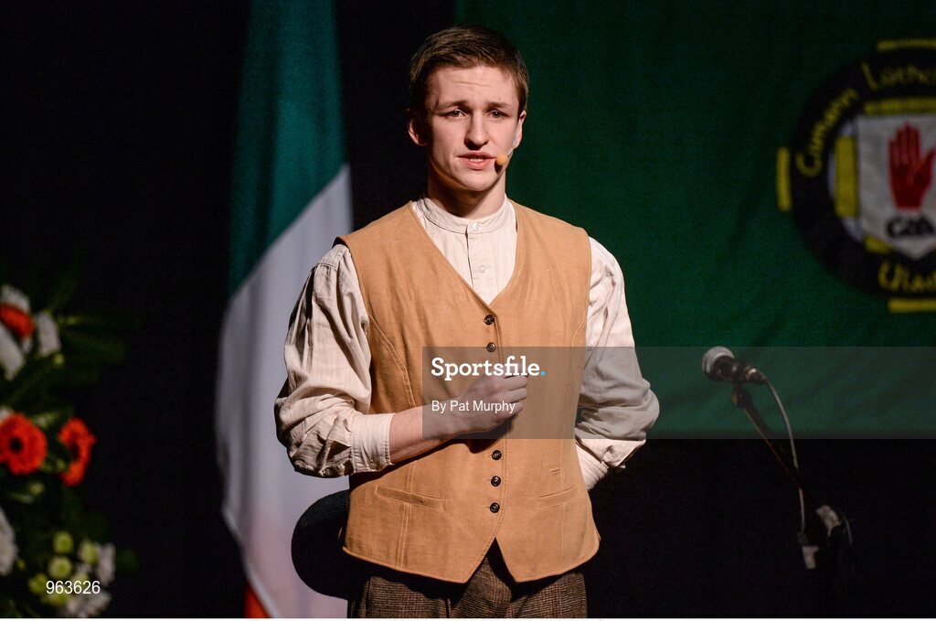 14 February 2015; The St. Patrick’s, Cullyhanna, Co. Armagh, team of Oran Murray, Colm Donnelly, Diarmaid Savage, Diarmaid Brecknell and Mary Donnelly, competing in the Leiriu competition during the All-Ireland Scór na nÓg Championship Finals 2015. Citywest Hotel, Saggart, Co. Dublin. Picture credit: Pat Murphy / SPORTSFILE