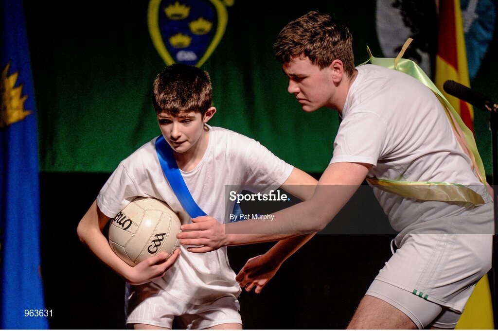14 February 2015; The The Downs, Co. Westmeath, team of Paul Lynam, Tom Tuite, Donal Doherty, Matthew Cunningham, Niamh Rowan, Serena Wynne, Megan Keenaghan and Ruairi Shiel, competing in the Leiriu competition during the All-Ireland Scór na nÓg Championship Finals 2015. Citywest Hotel, Saggart, Co. Dublin. Picture credit: Pat Murphy / SPORTSFILE