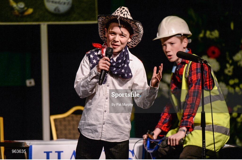 14 February 2015; The The Downs, Co. Westmeath, team of Paul Lynam, Tom Tuite, Donal Doherty, Matthew Cunningham, Niamh Rowan, Serena Wynne, Megan Keenaghan and Ruairi Shiel, competing in the Leiriu competition during the All-Ireland Scór na nÓg Championship Finals 2015. Citywest Hotel, Saggart, Co. Dublin. Picture credit: Pat Murphy / SPORTSFILE