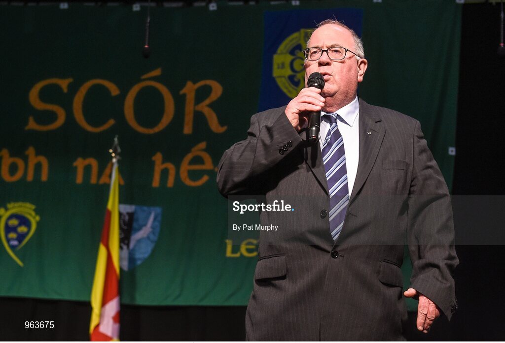 14 February 2015; Liam O Laochdha, Cathaoirleach, Coiste Naisiunta Scor, during the All-Ireland Scór na nÓg Championship Finals 2015. Citywest Hotel, Saggart, Co. Dublin. Picture credit: Pat Murphy / SPORTSFILE