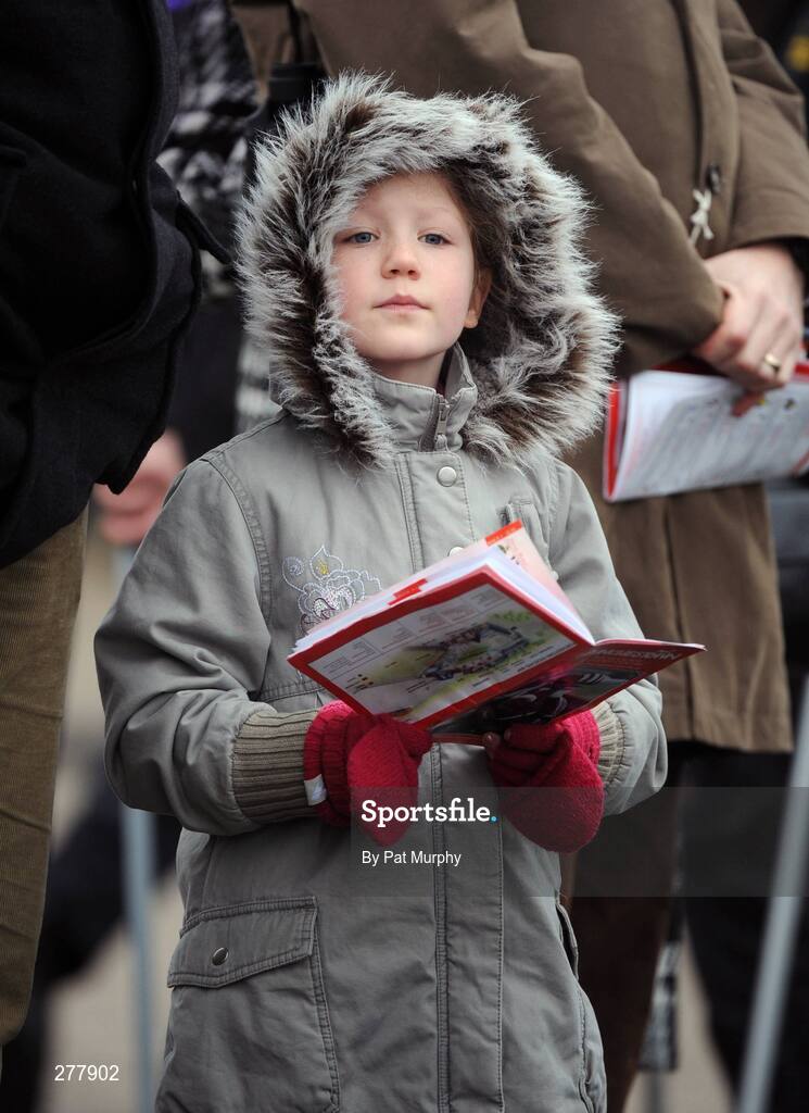 31 December 2007; Seven year old Louise Lawlor of Sandycove, Dublin, watches the Visit The Panoramic Restaurant Beginners Steeplechase. Punchestown Races, Punchestown Racecourse, Co. Kildare. Picture credit; Pat Murphy / SPORTSFILE