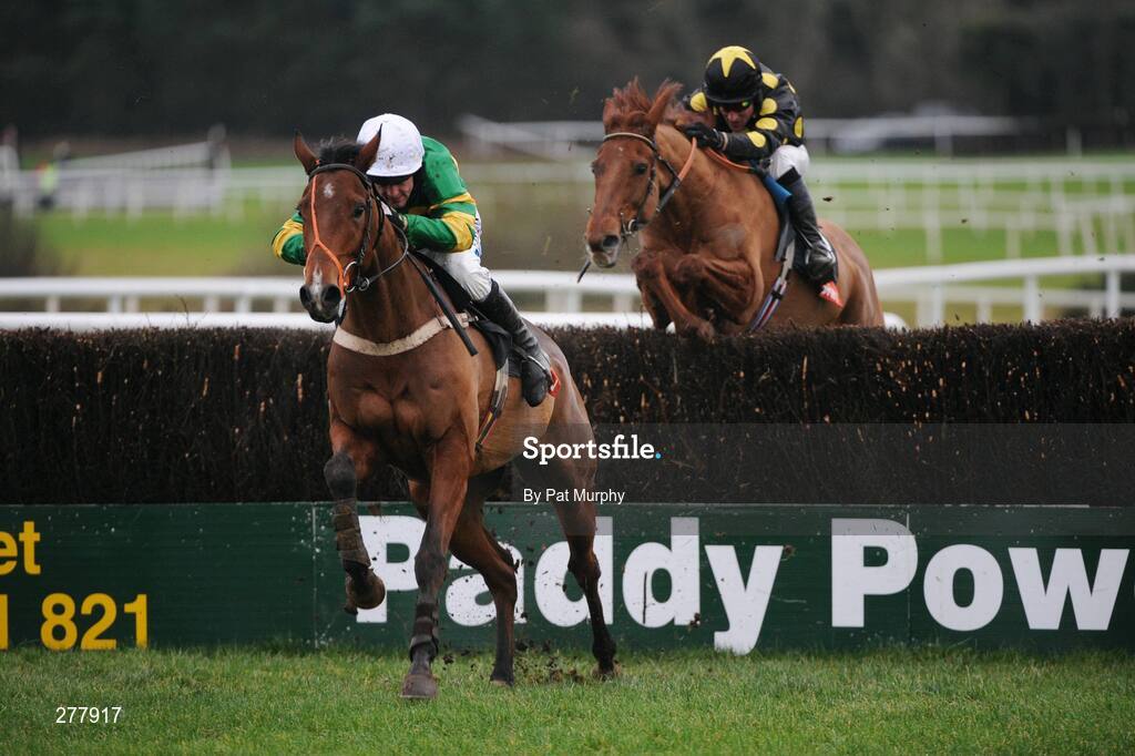 31 December 2007; The Boxer Roche, with Mike Darcy up, races clear of the last ahead of second placed Be My Benefit, with Paddy Flood up, right, on their way to winning the Buy Your Punchestown Annual Membership For 2008 Handicap Steeplechase. Punchestown Races, Punchestown Racecourse, Co. Kildare. Picture credit; Pat Murphy / SPORTSFILE