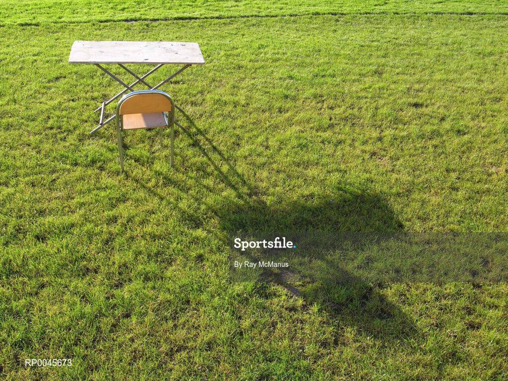 28 October 2007; A table and chair await the arrival of the fourth official. VHI Healthcare Connacht Senior Club Football Championship Final, Corofin, Galway, v Carnacon, Mayo, GAA grounds, Corofin, Galway. Picture credit: Ray McManus / SPORTSFILE
