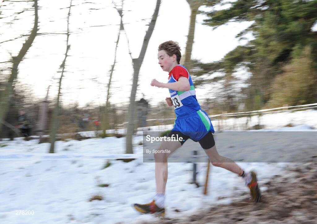 5 January 2008; Max Aitchison, Victoria Park City of Glasgow, leads the field during the Boys Under 13 race in the Belfast International Cross Country. Stormont Estate, Belfast, Co. Antrim. Picture credit; Paul Mohan / SPORTSFILE